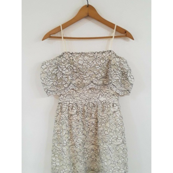 Womens Franchesca's Lacy Ivory & Black Off the Shoulder Spring Short Dress - Picture 2 of 6